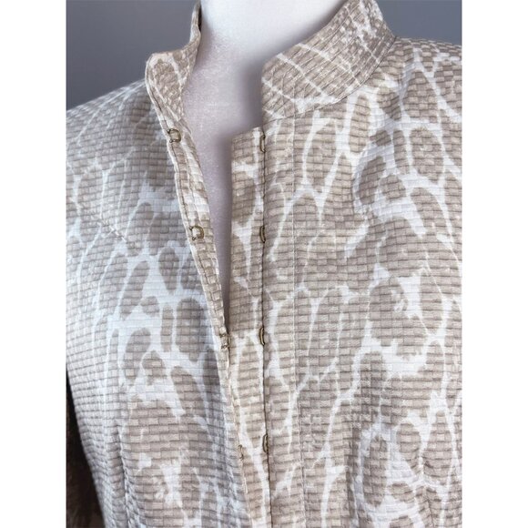 Carlisle Beige White SILK-Blend Cropped Jacket Elegant Textured Women's SZ 10 - Picture 5 of 9